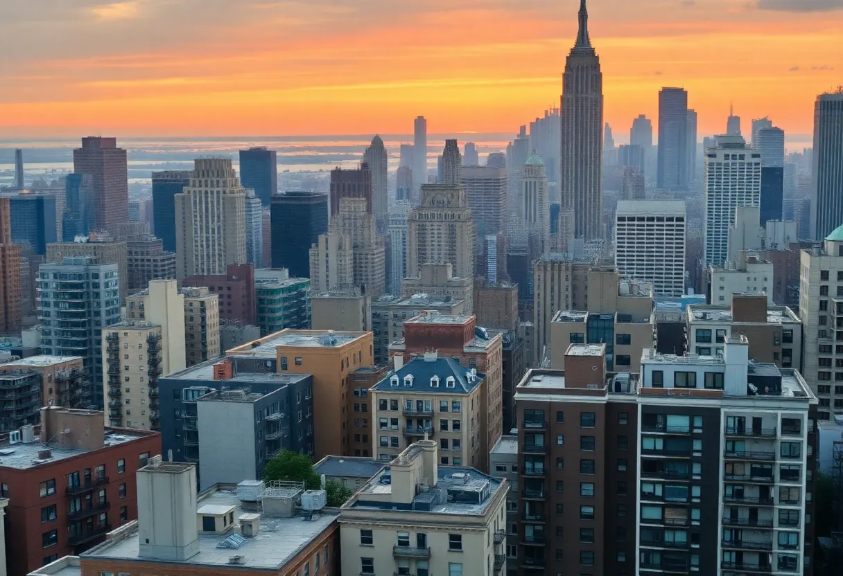 Cityscape of New York City highlighting real estate developments