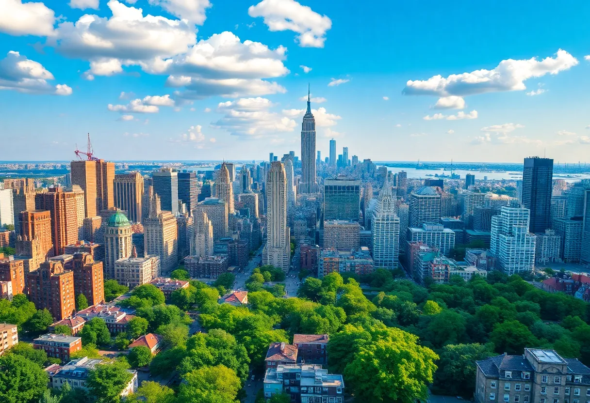 City skyline of New York showcasing urban development and housing projects