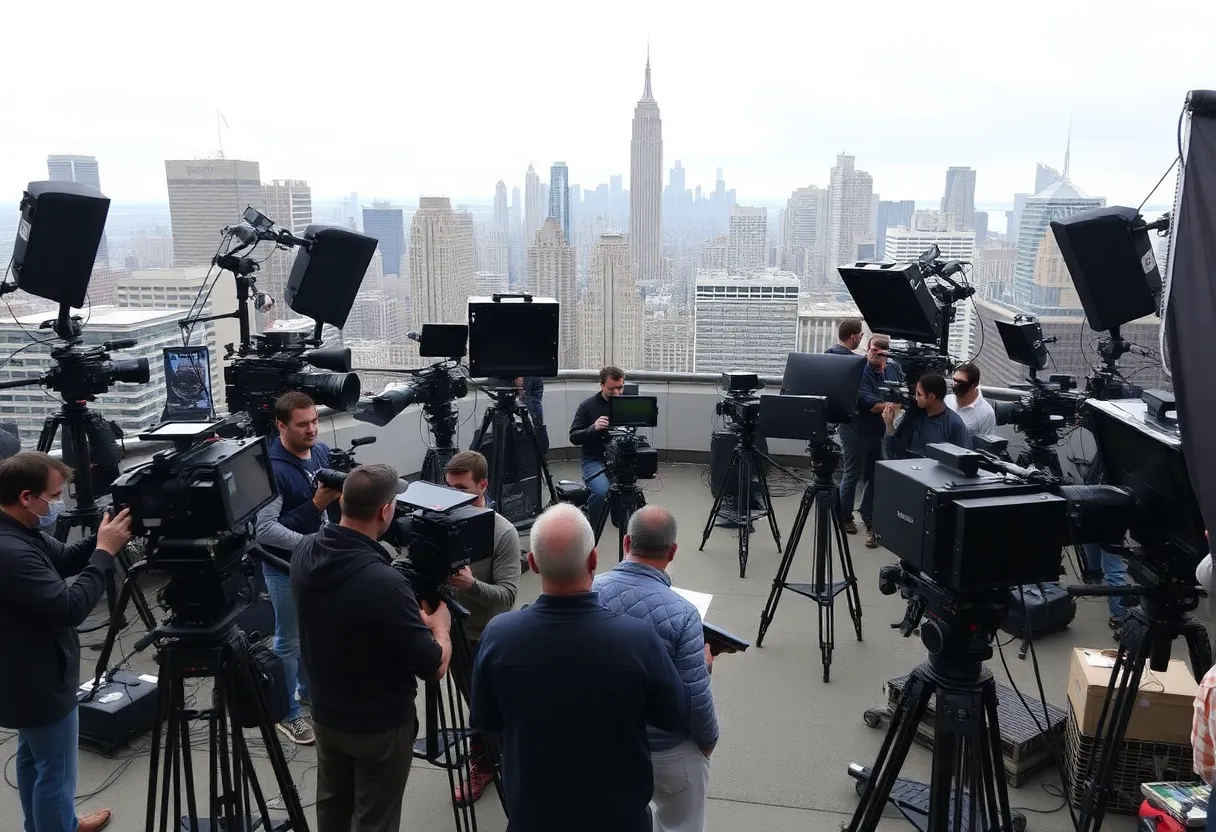 Film production set in New York City