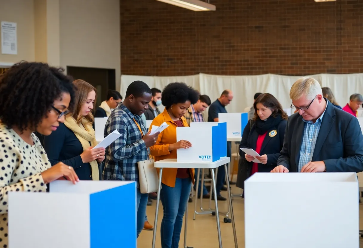 Voters at a polling station during the New York Senate election
