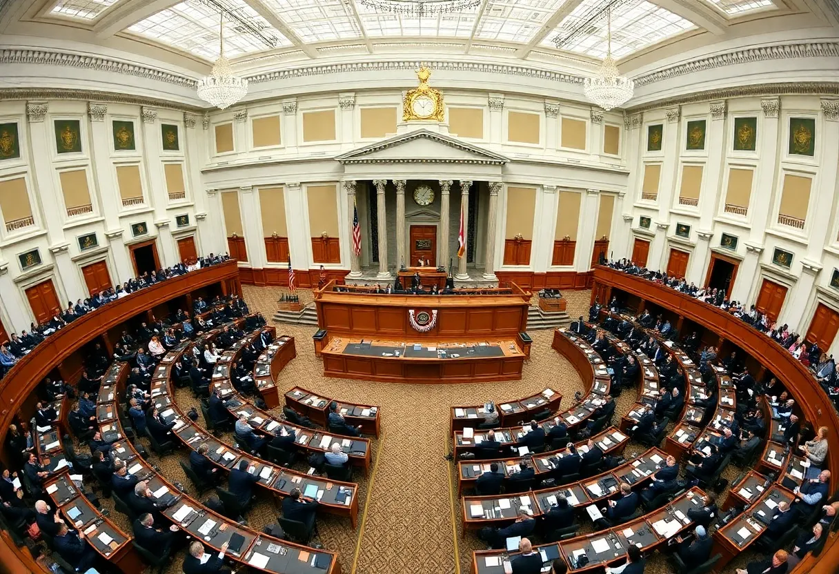 New York State Capitol during a legislative session