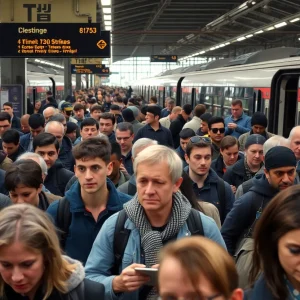 Commuters frustrated at a train station during the NJ Transit strike.