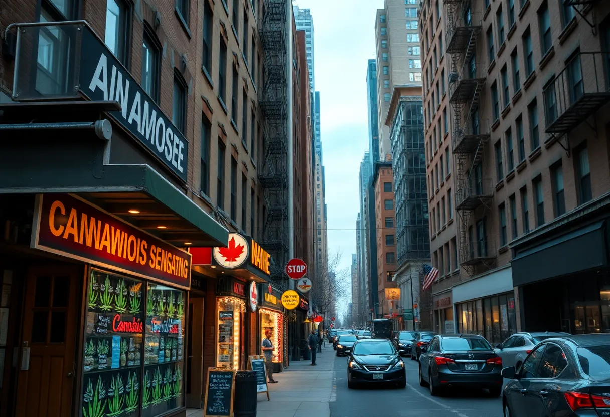 Street view of cannabis shops in New York City