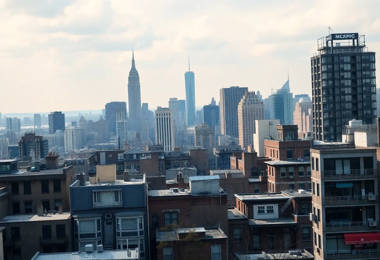 Panoramic view of New York City skyline with a focus on housing