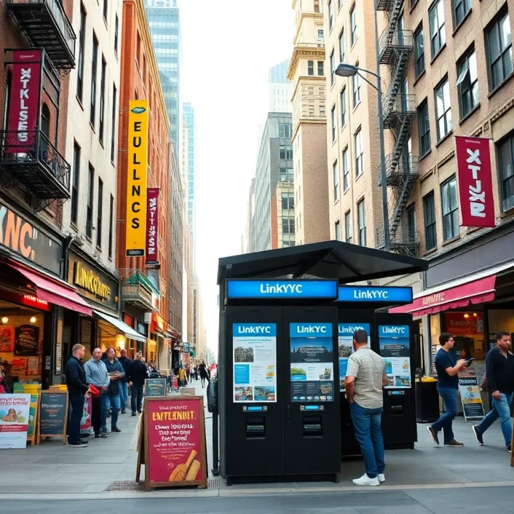 LinkNYC kiosk supporting small businesses in NYC