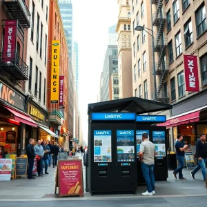 LinkNYC kiosk supporting small businesses in NYC
