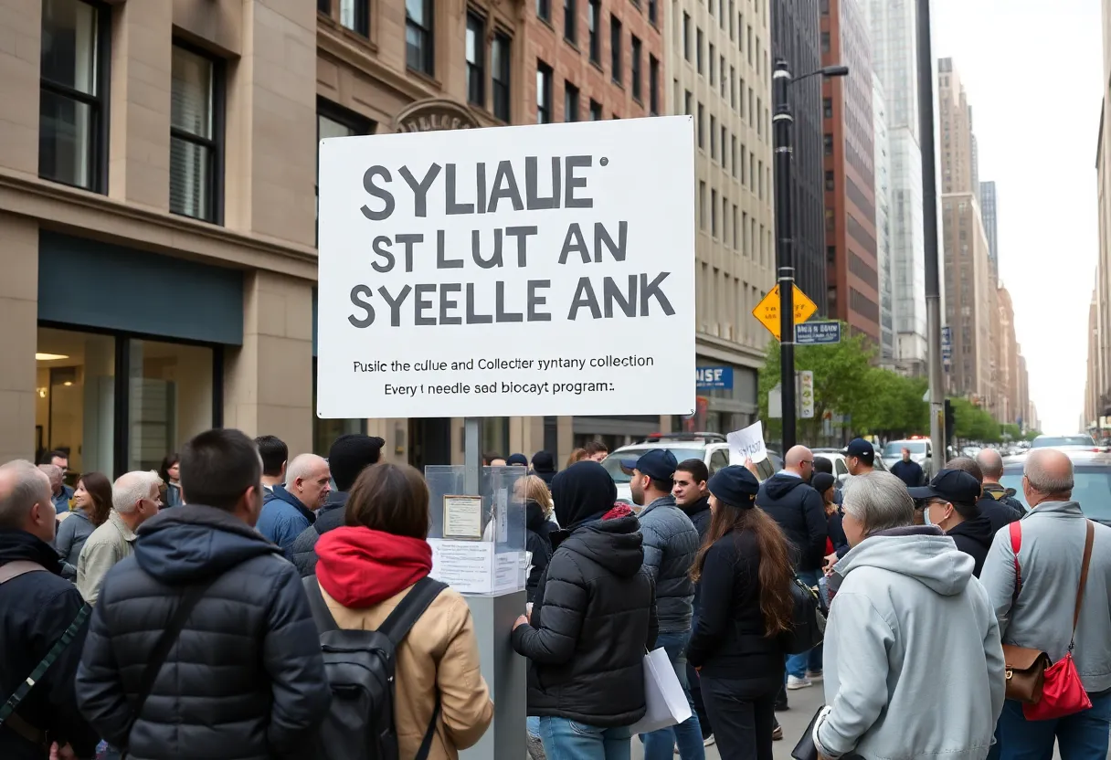 Community members participating in NYC syringe buyback program