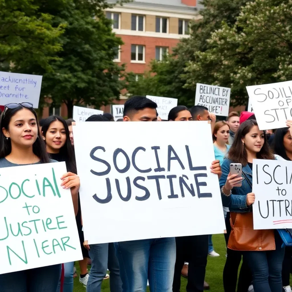Students protesting for social justice at NYU campus