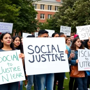 Students protesting for social justice at NYU campus