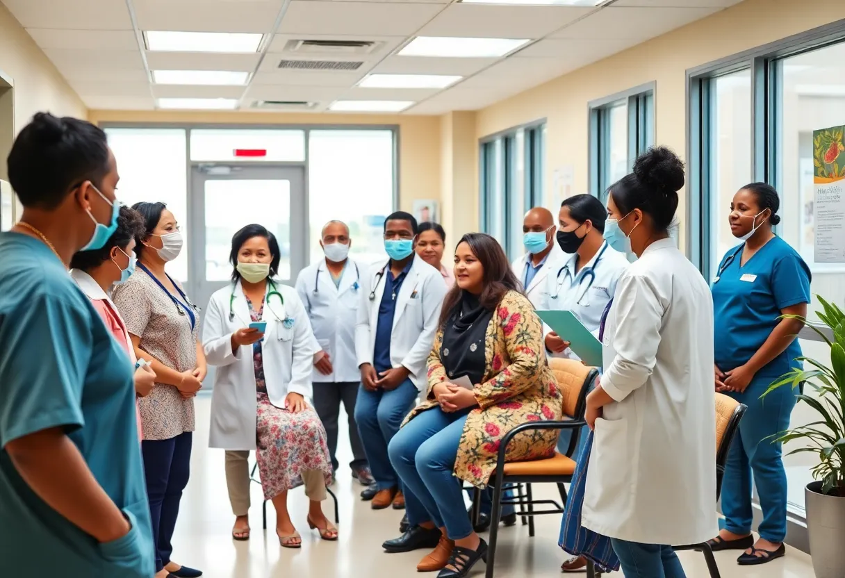 Healthcare professionals engaging with diverse patients at One Brooklyn Health