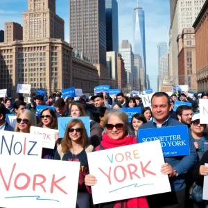 Diverse group supporting a political campaign in New York