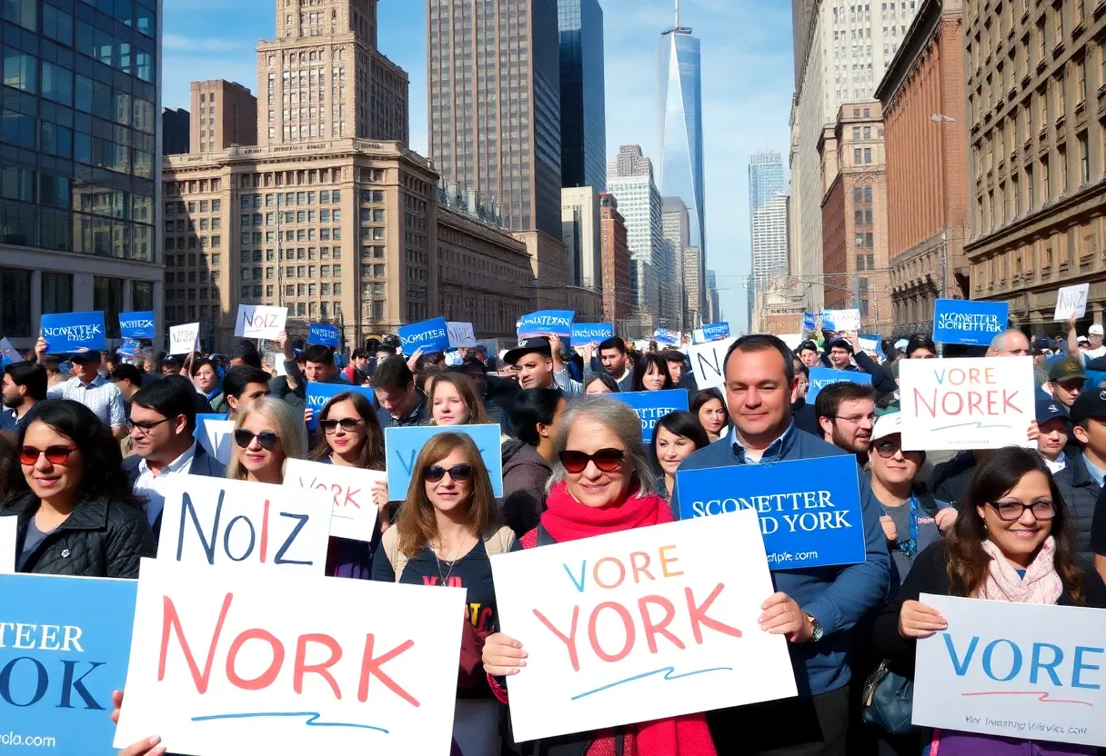 Diverse group supporting a political campaign in New York