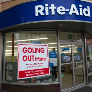 Rite Aid store with bankruptcy sign