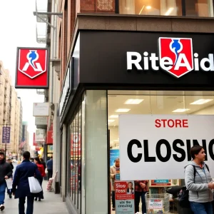 A Rite Aid pharmacy with a closing sign in New York City