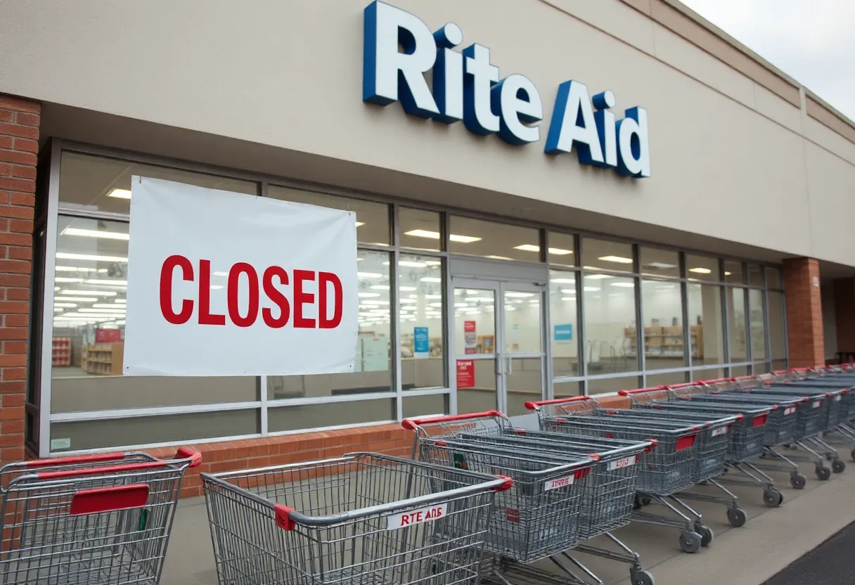 Empty Rite Aid store with a closed sign