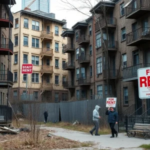 Old rental properties in Rochester reflecting housing crisis.
