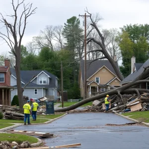 Neighborhood destruction in Rome, New York following an EF2 tornado.