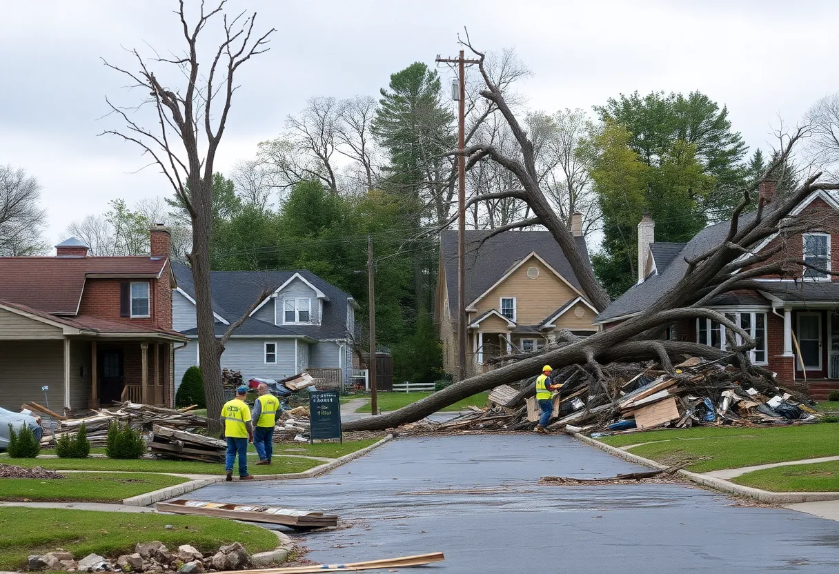 Neighborhood destruction in Rome, New York following an EF2 tornado.