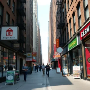 A vibrant scene of small businesses in New York City