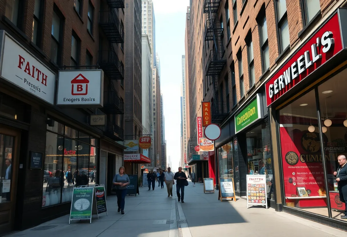 A vibrant scene of small businesses in New York City