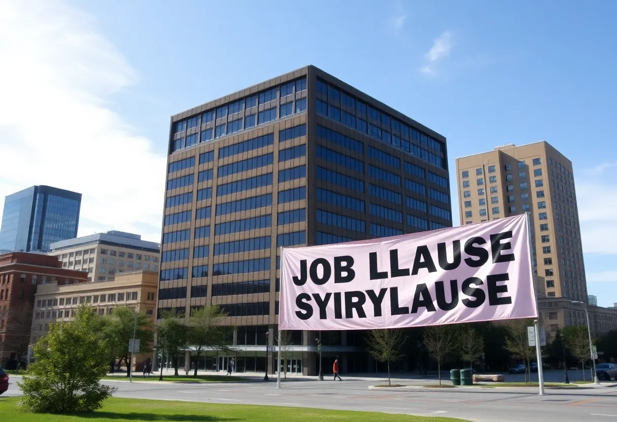 Syracuse cityscape showing office buildings related to TCGplayer's closure