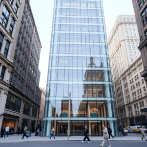 Exterior view of Trinity Church office building in Manhattan