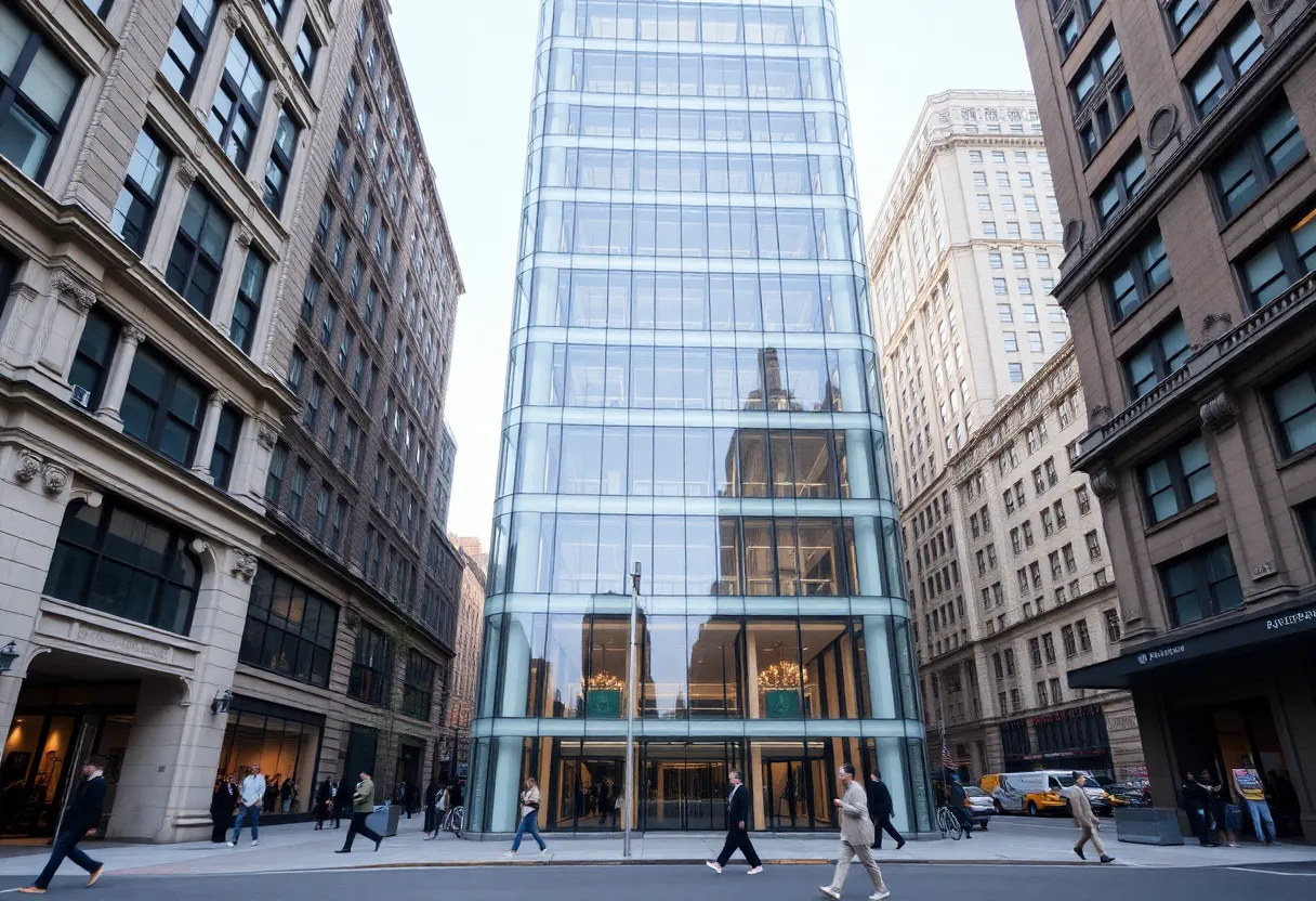 Exterior view of Trinity Church office building in Manhattan