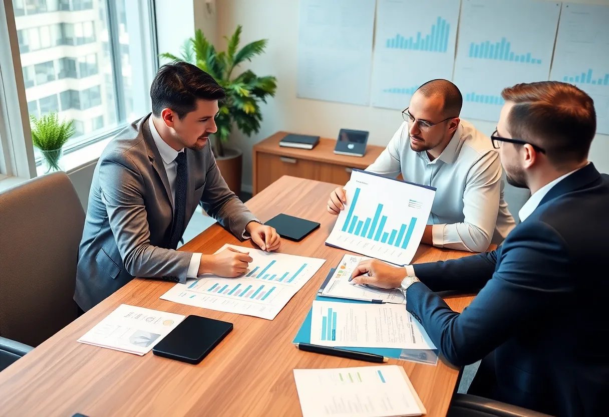 Executive team discussing private credit partnership