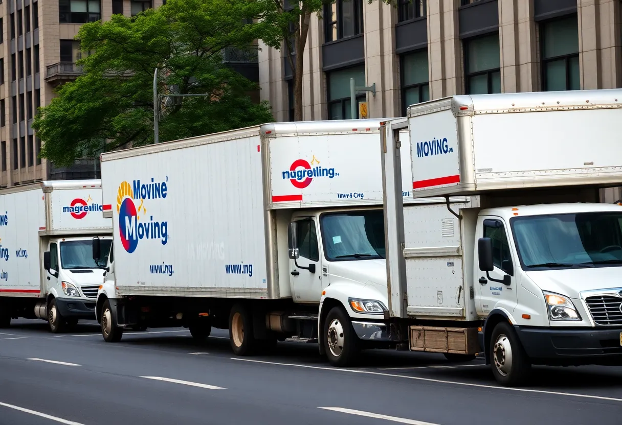 Moving trucks in New York City during the weekend