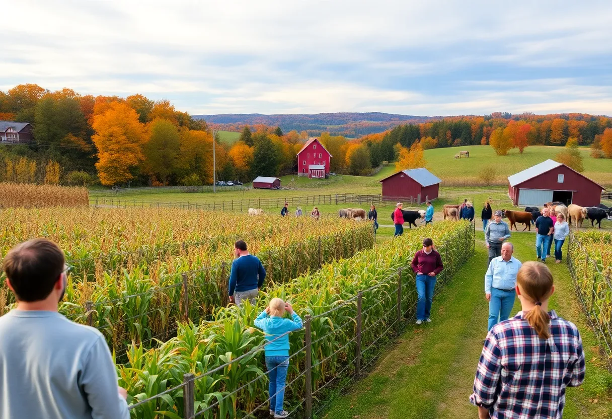 Visitors participating in agritourism at a farm in the Finger Lakes region