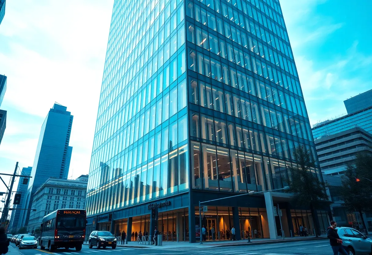 Modern office building of AlphaSense in Hudson Commons, New York City
