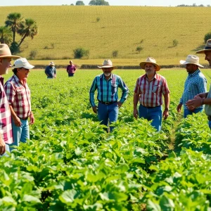 Farmworkers celebrating the successful union contract at Cahoon Farms
