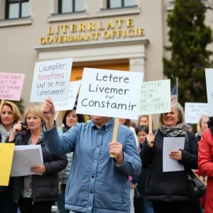 Protesters advocating for healthcare program management