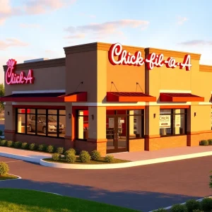 Rendering of the new Chick-fil-A restaurant at South Shore Mall