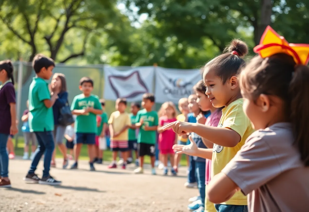 Children participating in youth development programs with community support.