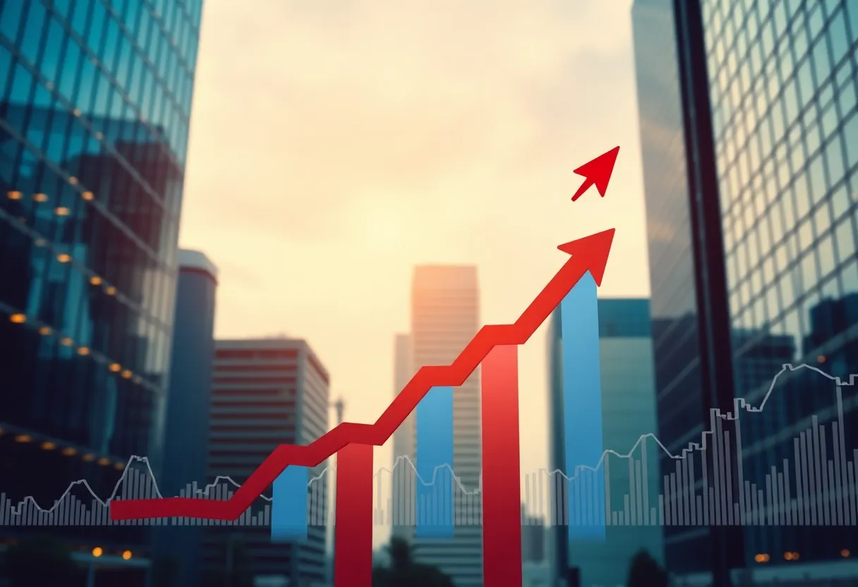 Abstract representation of corporate success with stock market graphs