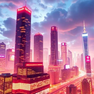 A visual representation of cryptocurrency firms pursuing IPOs in a dynamic city environment.