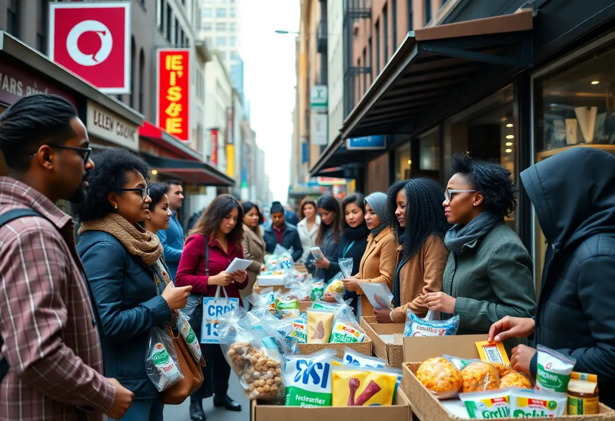 Small business owners promoting their products in NYC