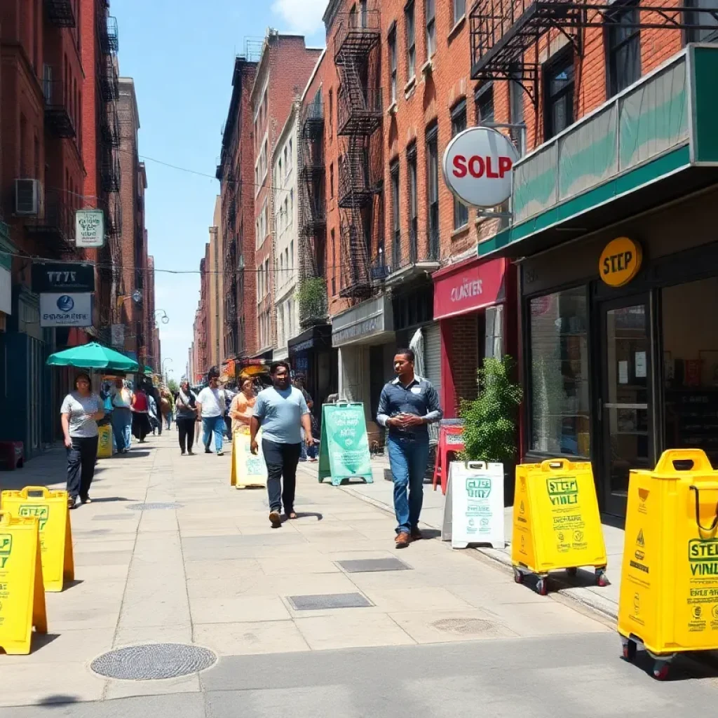 Street view of East Harlem with local businesses and community members.