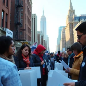 Diverse voters participating in the New York City election process