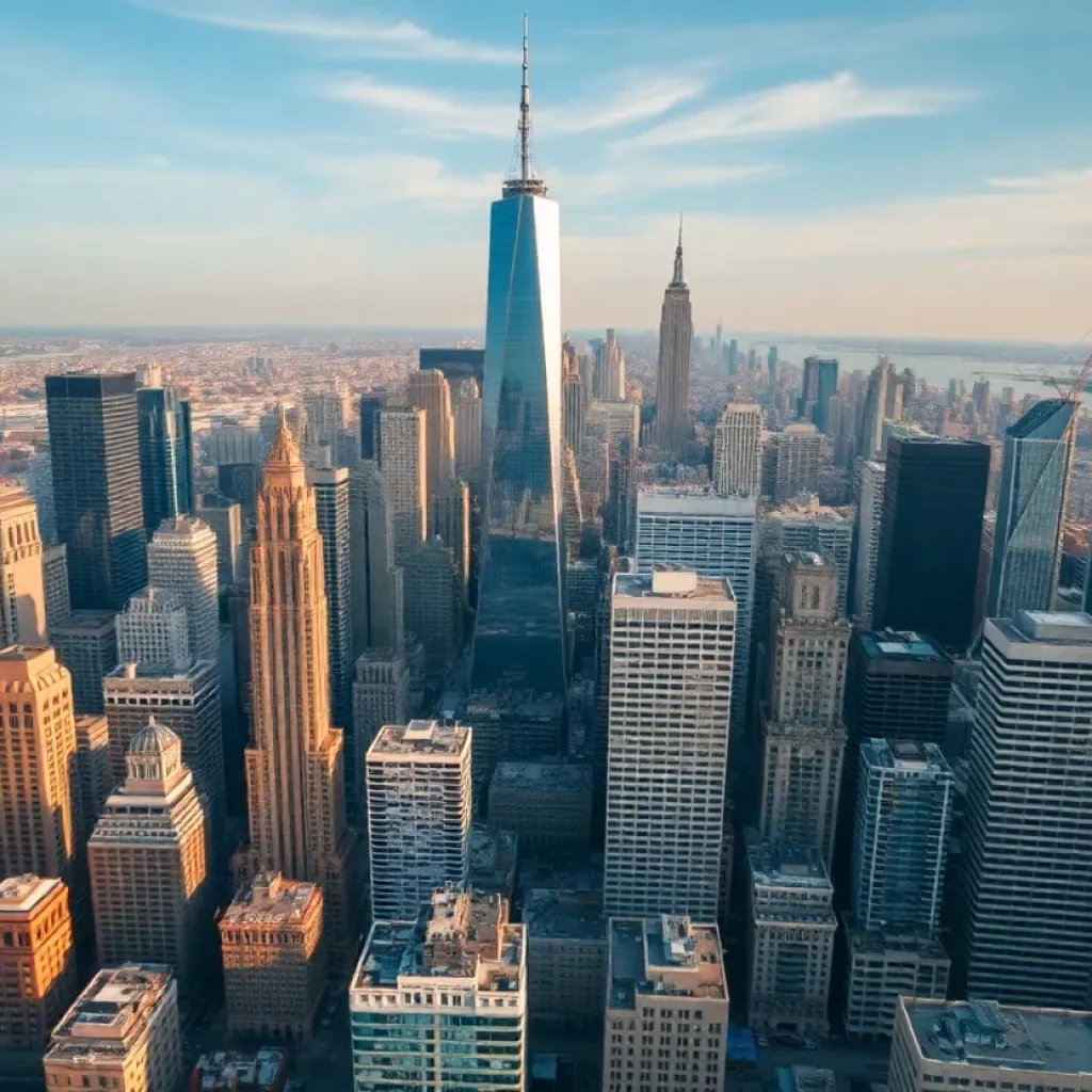 Aerial view of iconic New York City skyscrapers