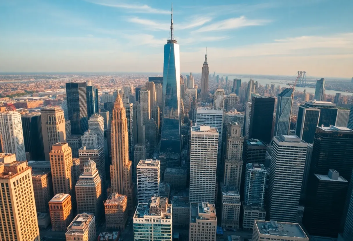 Aerial view of iconic New York City skyscrapers