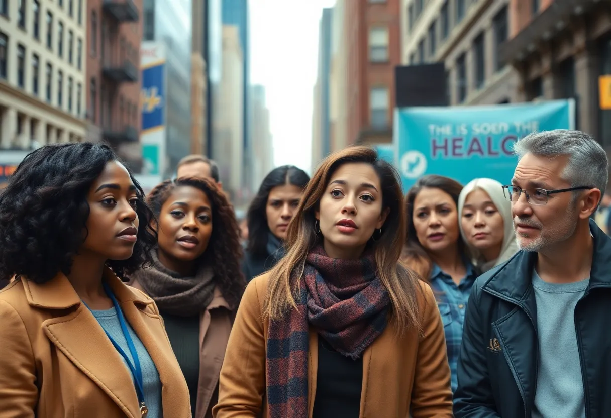 People discussing healthcare issues in New York