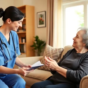 Healthcare professional providing care in a home setting