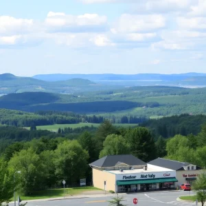 A picturesque landscape of Hudson Valley with trees and hills
