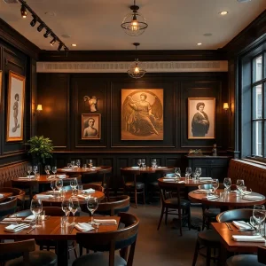 Interior view of Le Chêne restaurant in NYC