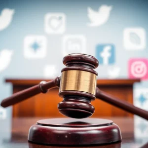 Courtroom symbolizing the legal issues surrounding social media and free speech.