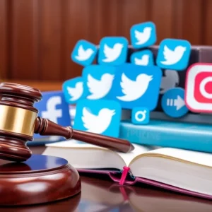 Courtroom representation of social media regulation debate