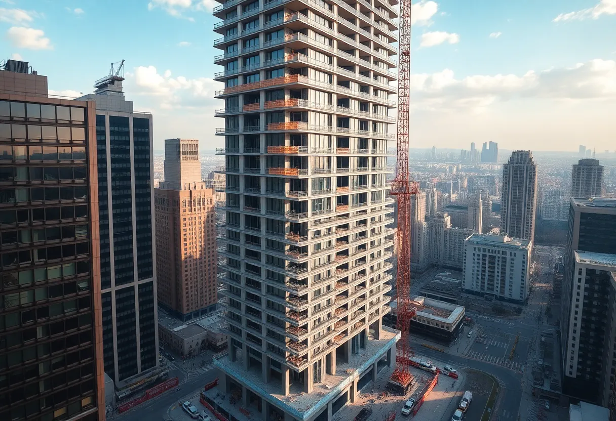 Construction of a 55-story skyscraper in Long Island City