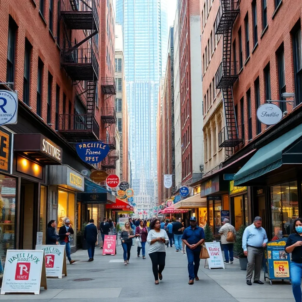 A vibrant scene of small businesses in Manhattan.